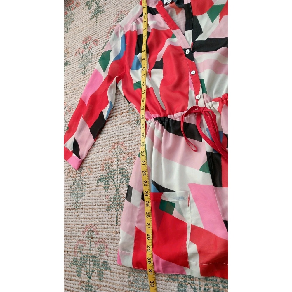 Lili Sidonio Geometric Print Drawstring Waist‎ Romper Pockets Size S - Picture 13 of 13
